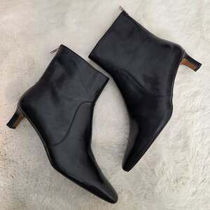 Madewell The Dimes Black Leather Kitten Heel Ankle Bootie Size 10.5 NWOT NN026